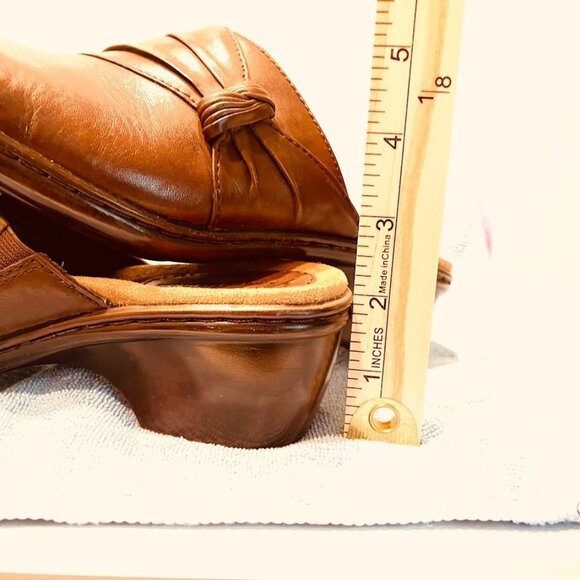 Earth Origins Addison Shoes Womens Size 7.5M Brown Leather Slip On Mules Comfort - Picture 4 of 15